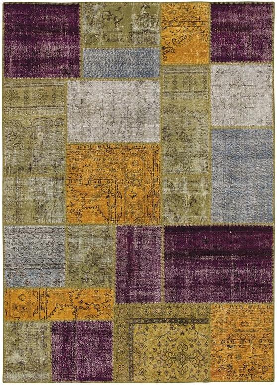 Turkish Overdyed Patchwork Colorful Wool Rug