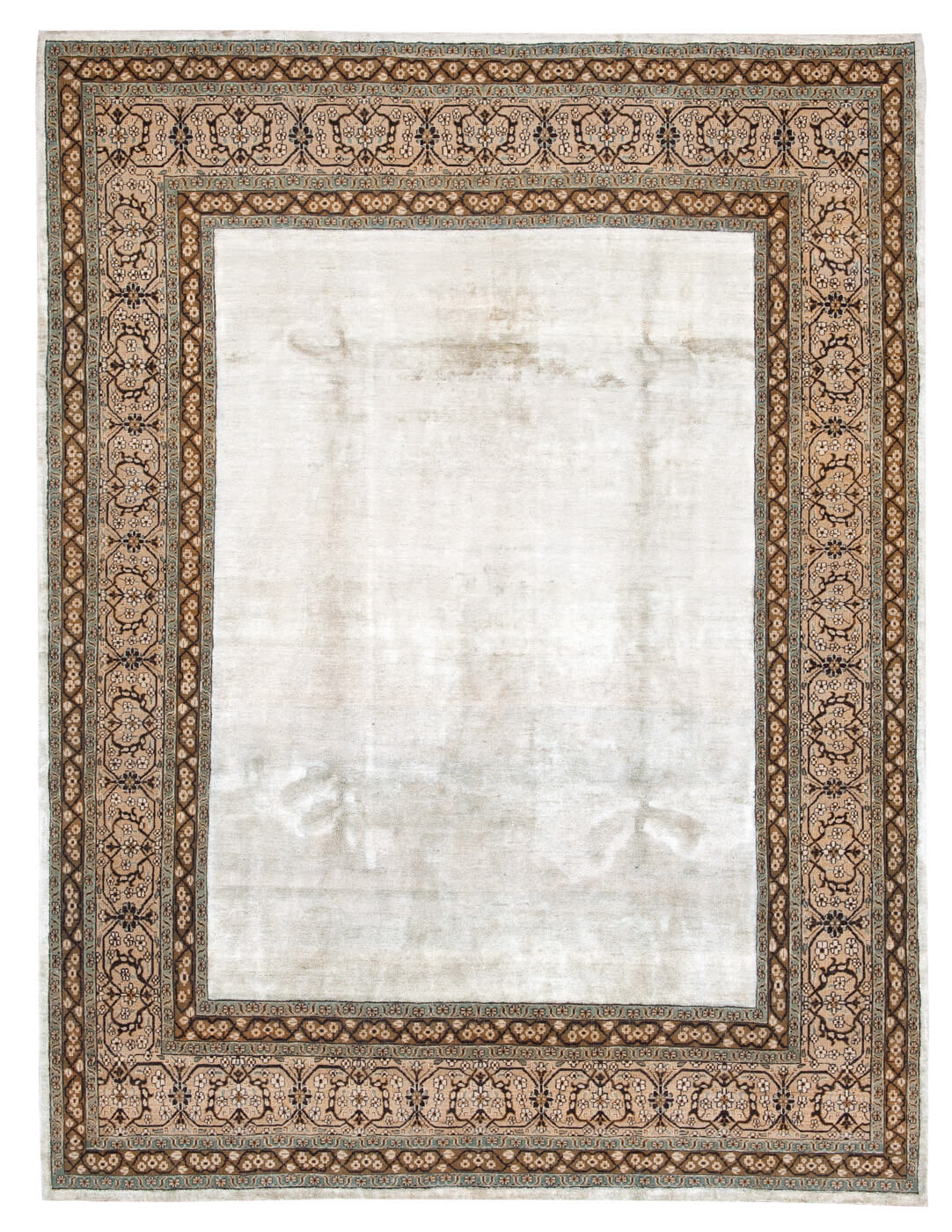 Tabriz Lexington Border Camelgrey Silvergrey Silk Rug