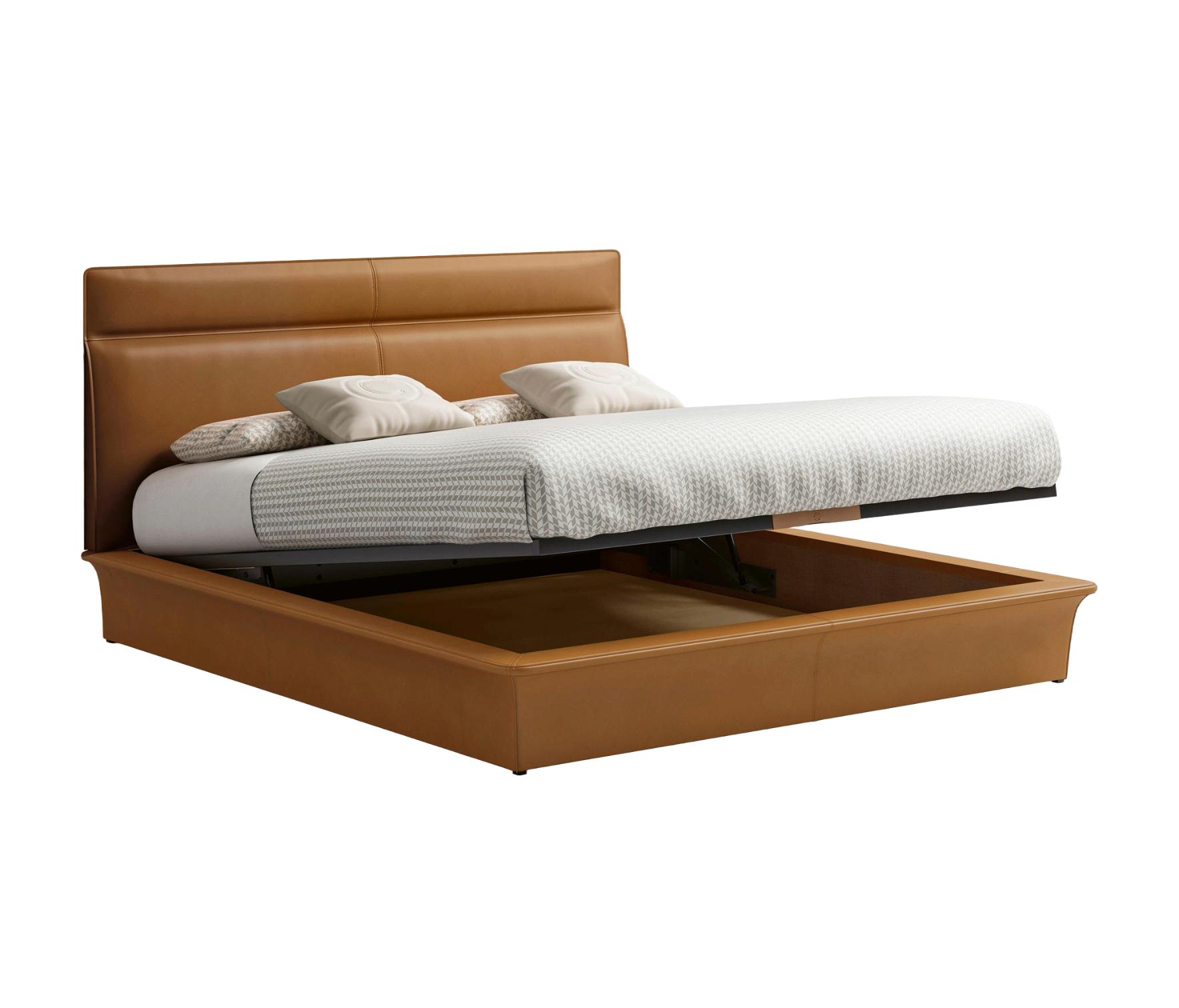 Modern Leather Bed with Elegant Headboard