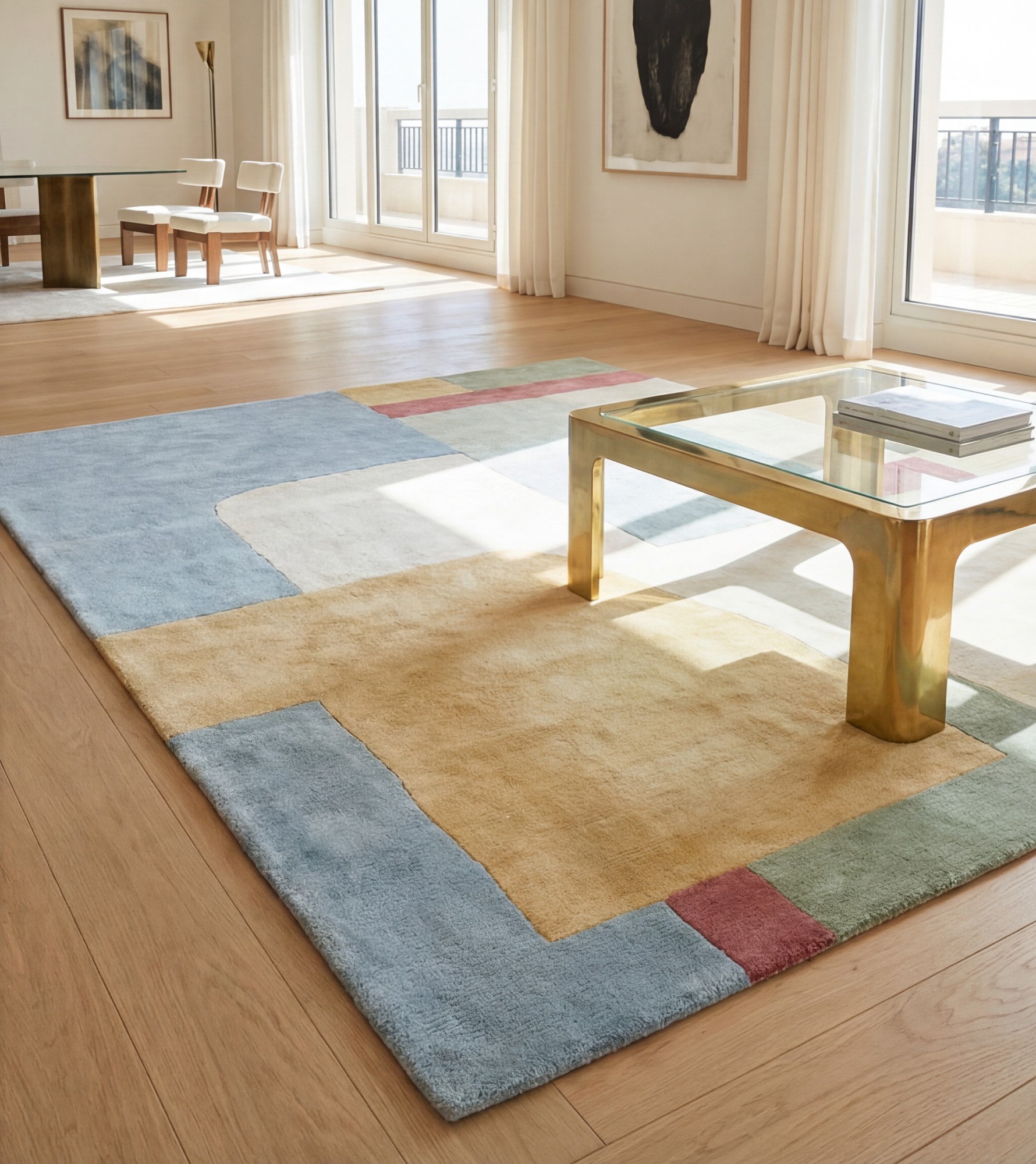 Pale Composition Warm Rug