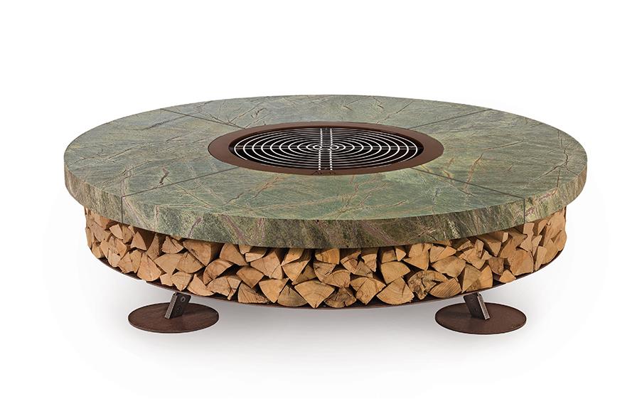 Ercole Marble Green Fire Pit