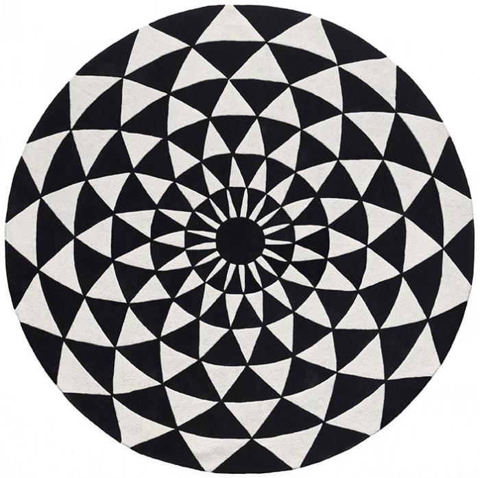 Black & White Round Rug ☞ Size: Ø 200 cm