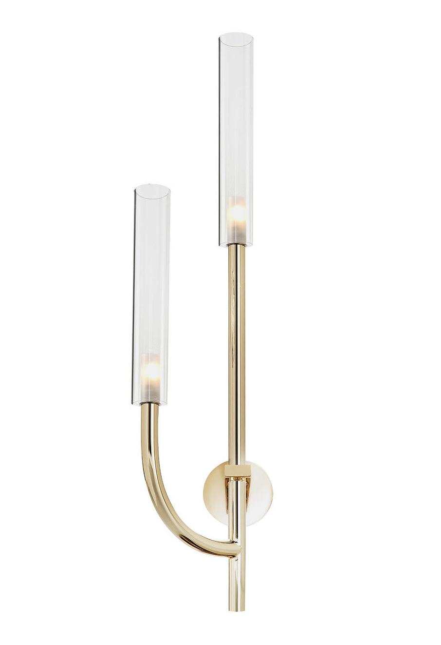 Gold Wall Lamp with Transparent Pyrex Glass Shades
