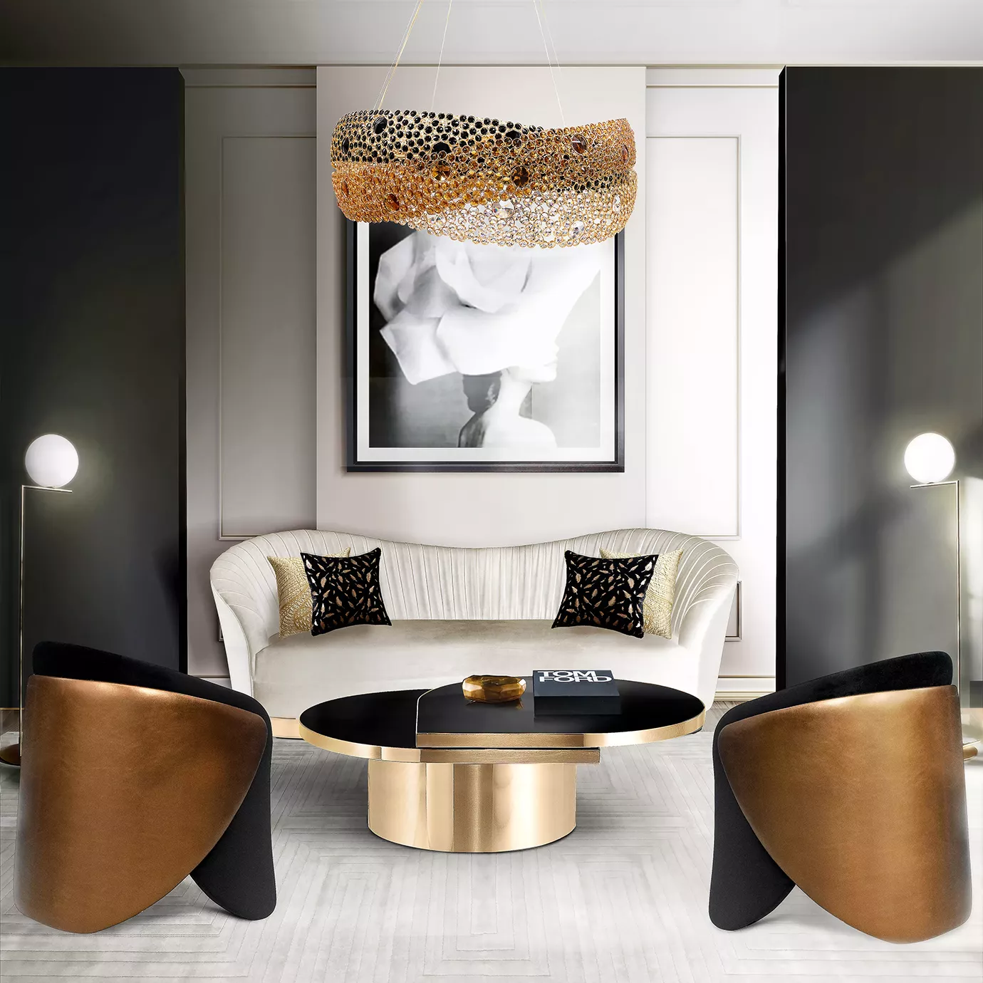 Dewdrops Polished Brass Coffee Table