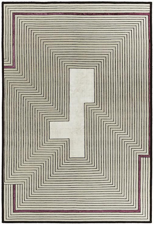 Hand Knotted Beige Frame Wool & Viscose Rug