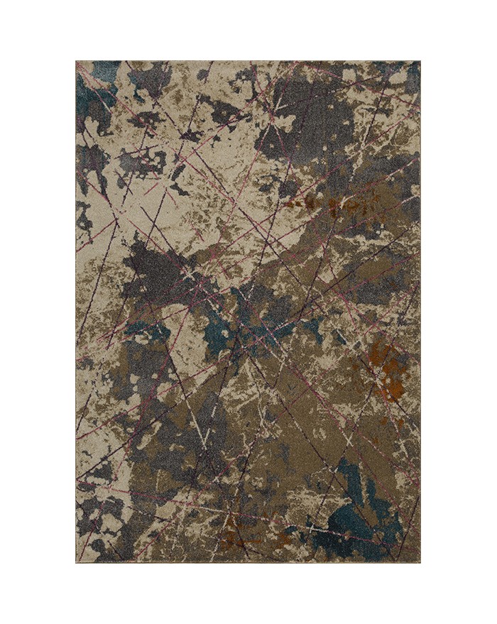 Abstract Machine Woven Brown / Beige Rug | Size: 160 x 235 cm