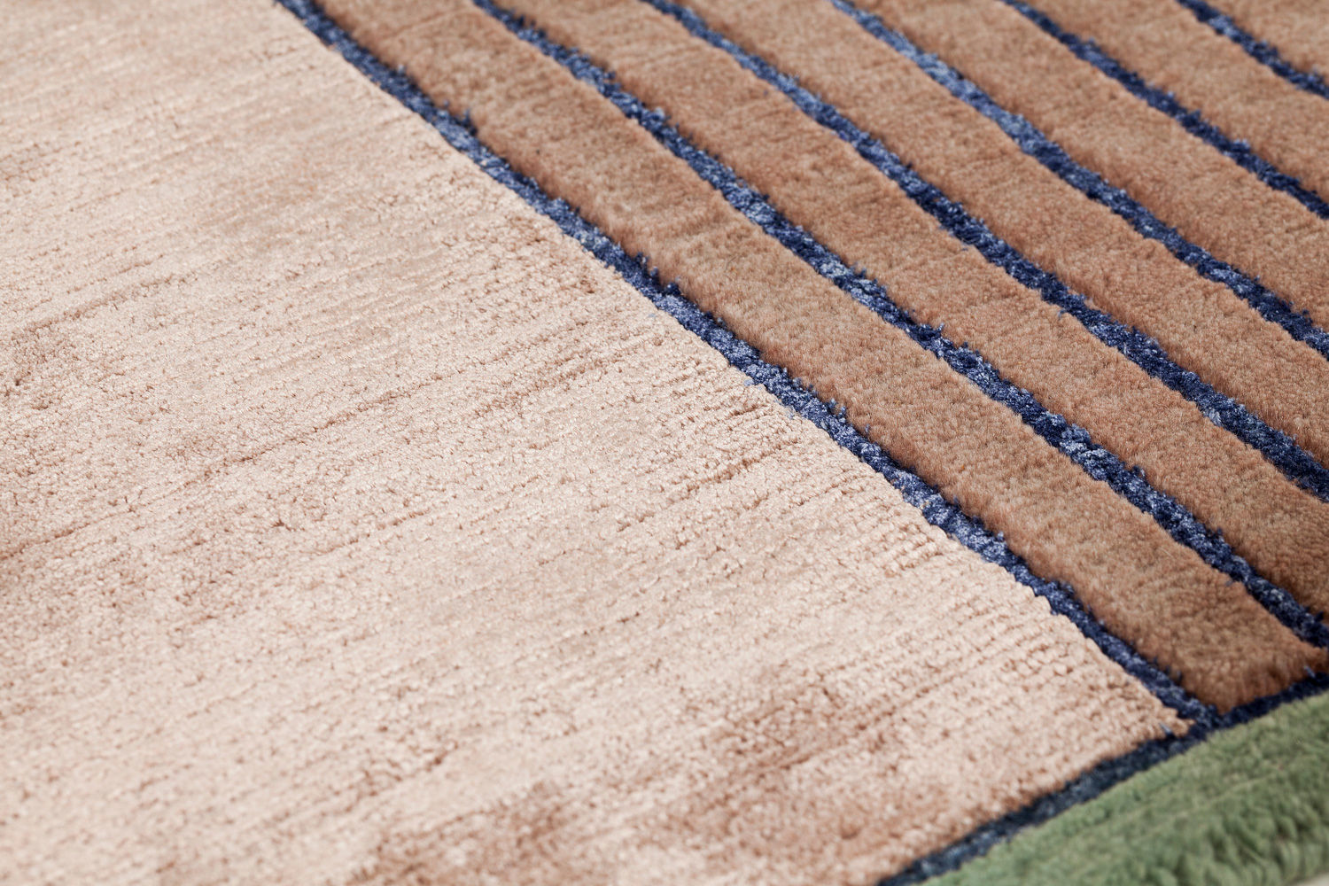 Hand Knotted Striped Wool & Viscose Rug