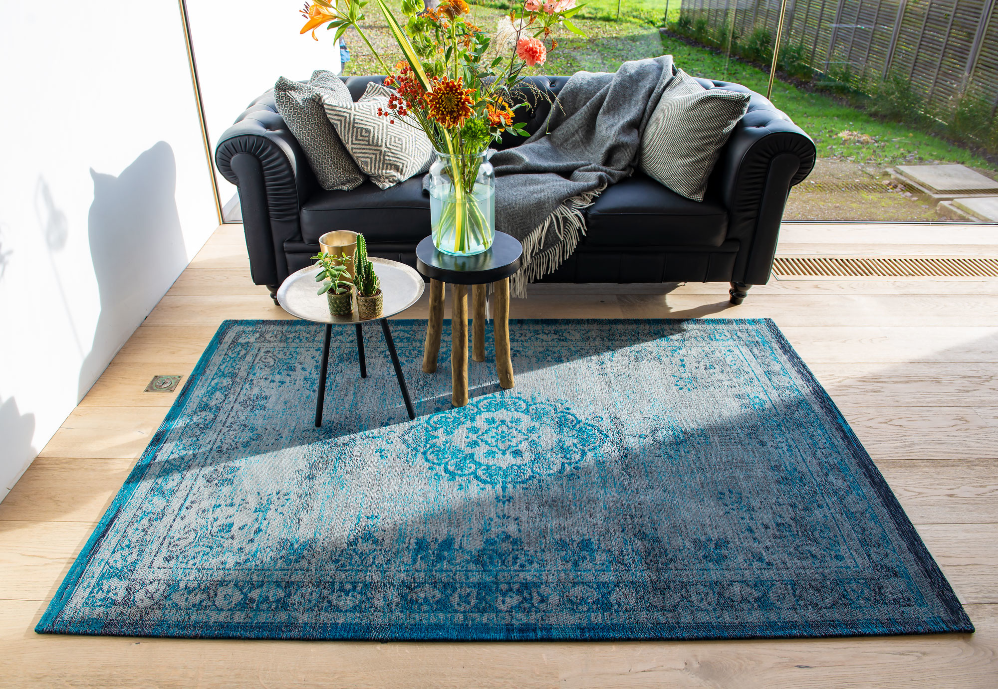 Vintage Style Grey Turquoise Rug 8255