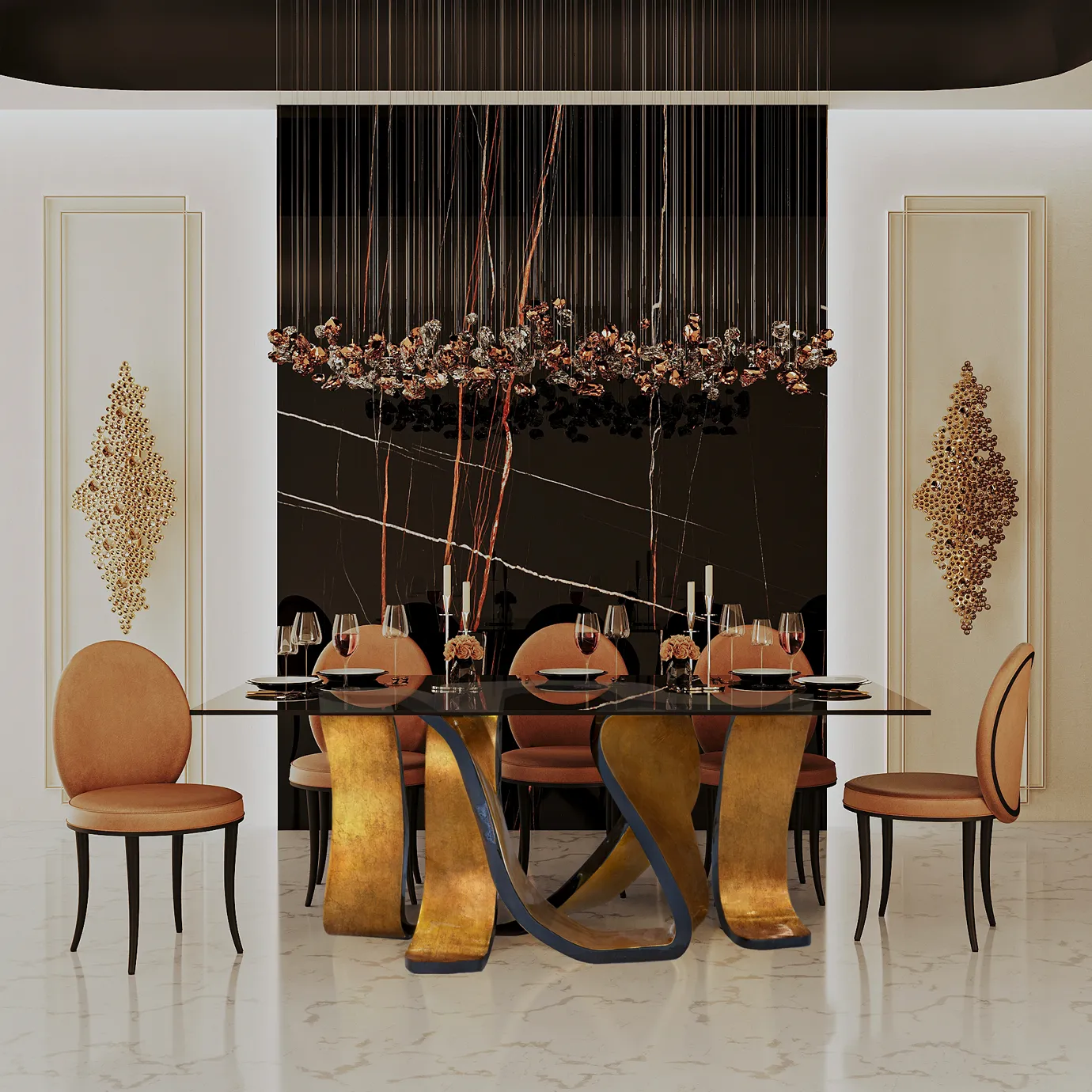 Ribbon Gold Leaf Dining Table