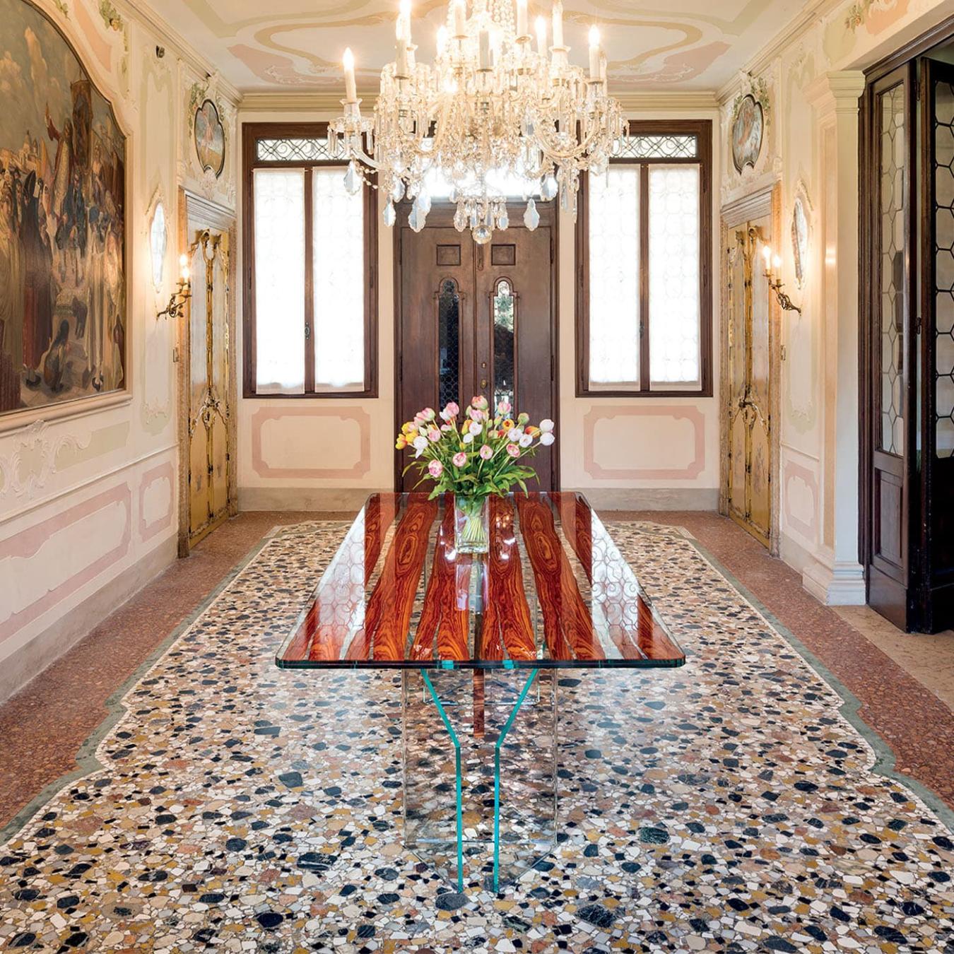 Parigi Dining Table in Wood and Glass