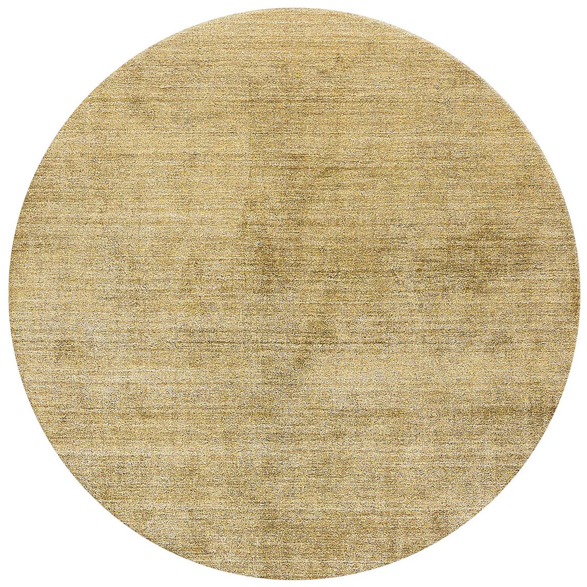 Round Gold Bamboo Silk Rug