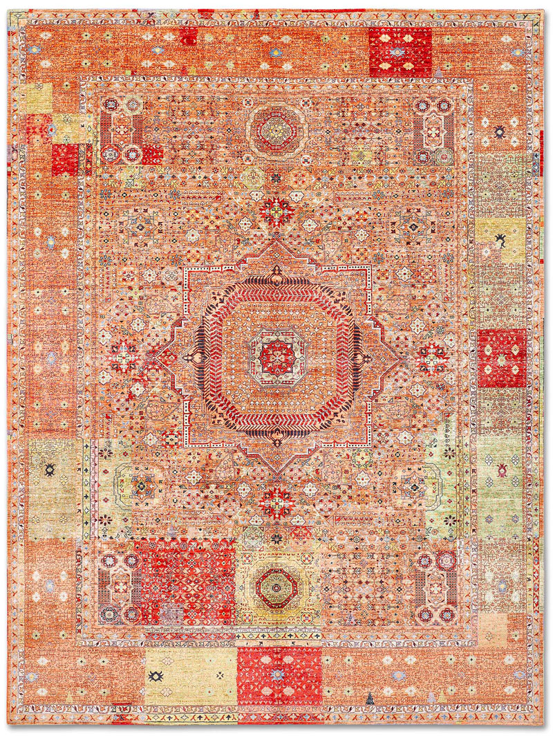 Cosmic Orange Luxury Hand-Knotted Rug