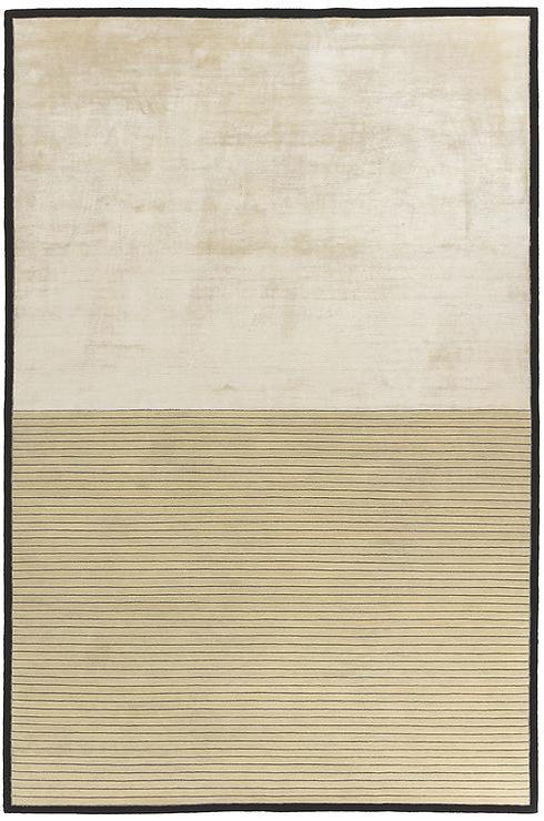 Hand Knotted Beige Striped Wool & Viscose Rug