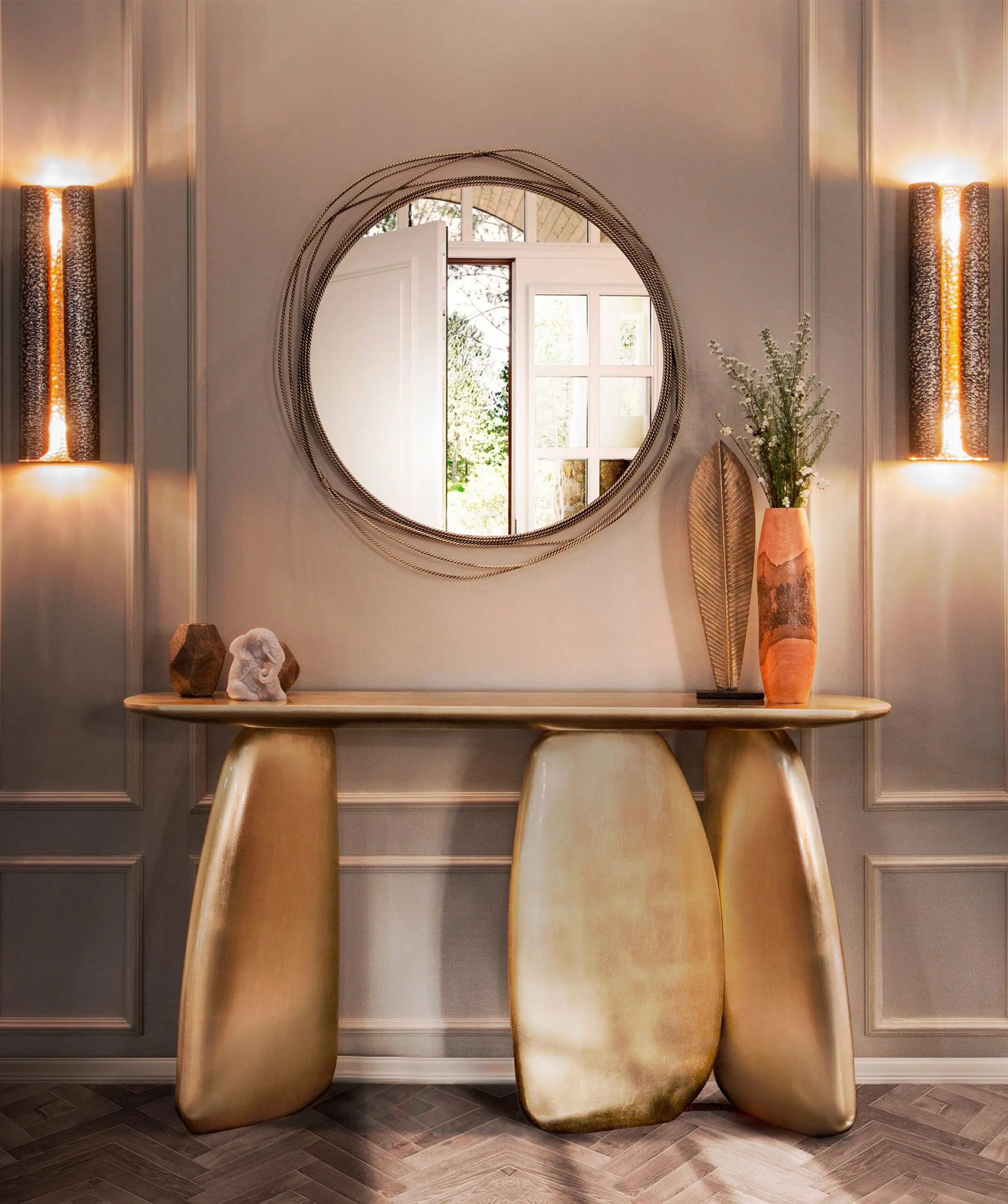 Sculptural Gold Console - 2