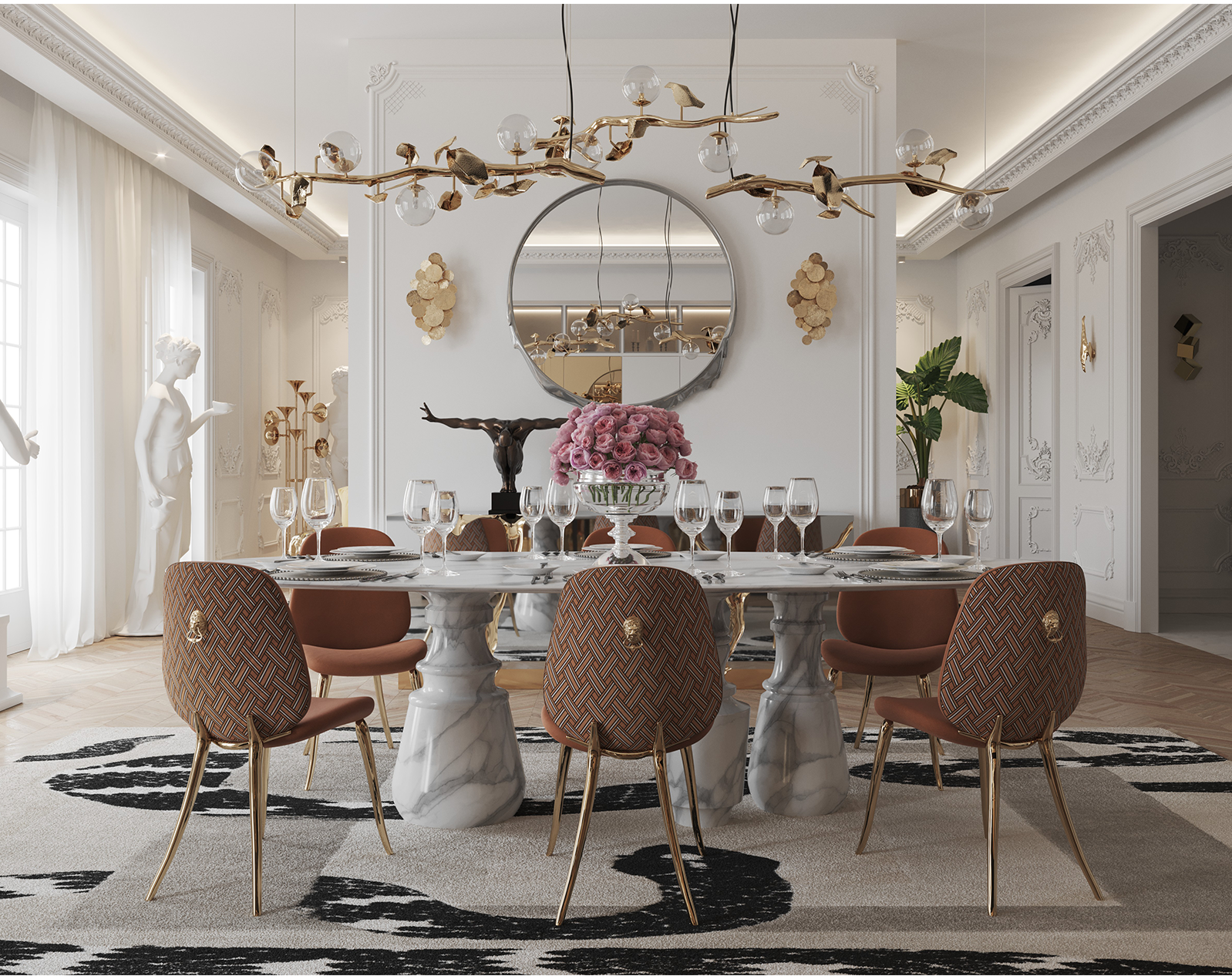 Obsidian Oval XL Estremoz Marble Dining Table
