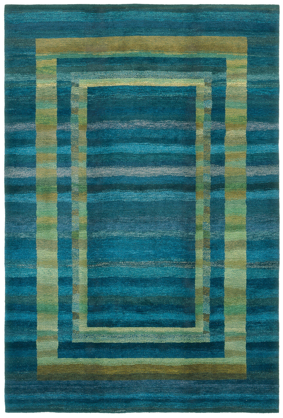 Gamba Triple Border Blue Green Rug