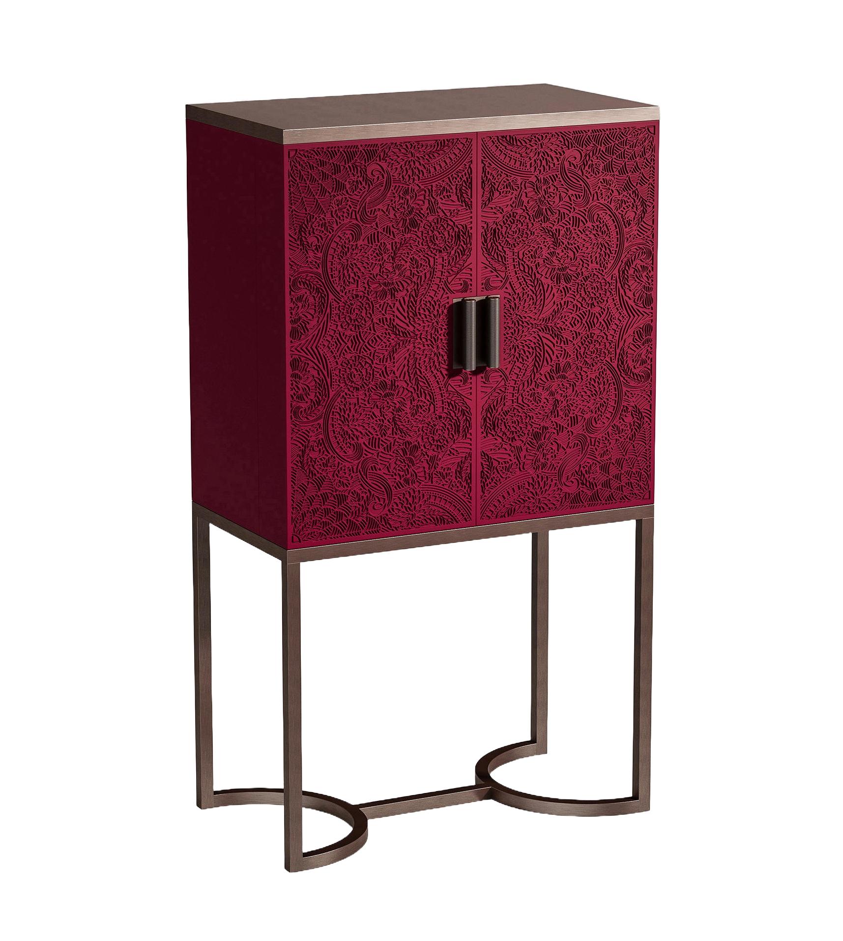 Chic Red Italian Bar Cabinet