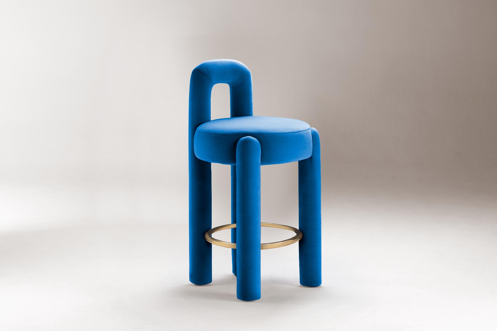 Marlon Blue Sculptural Bar Stool