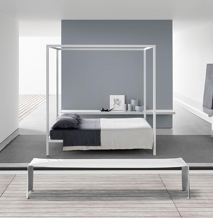 Aluminium Canopy Bed ☞ Structure: Matt Painted Black ☞ Dimensions: 180 x 210 cm