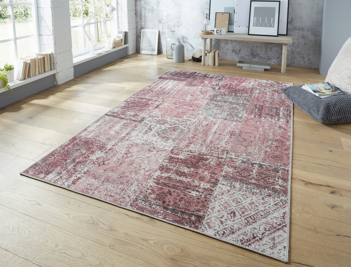 Design Flatweave Denain Pink In Patchwork-optic Rug | Size: 120 x 170 cm