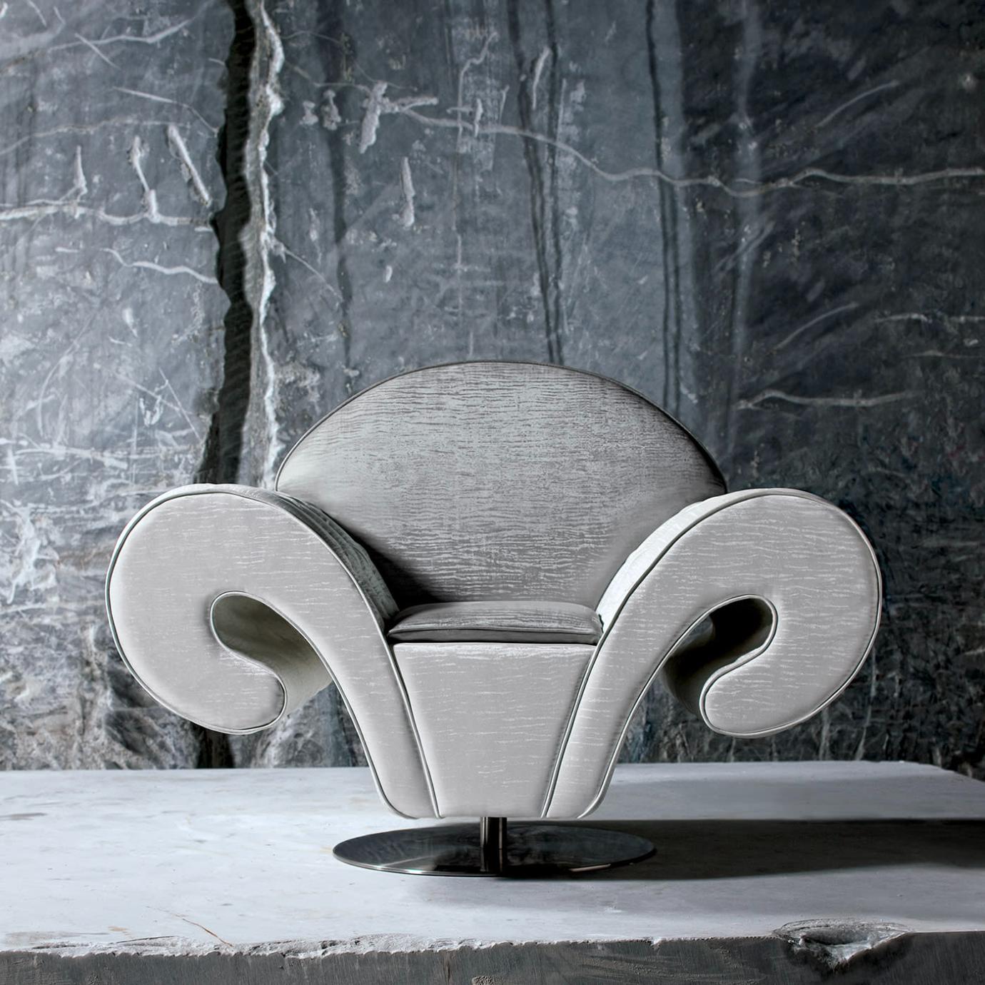 Silhouette White Swivel Armchair