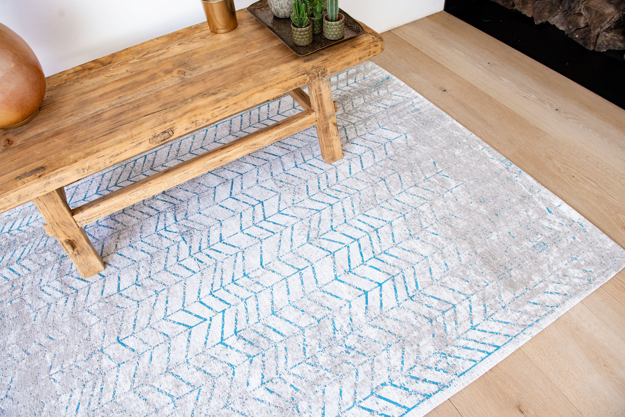 Flatwoven Natural Cotton Rug Tribeca Blue 8927