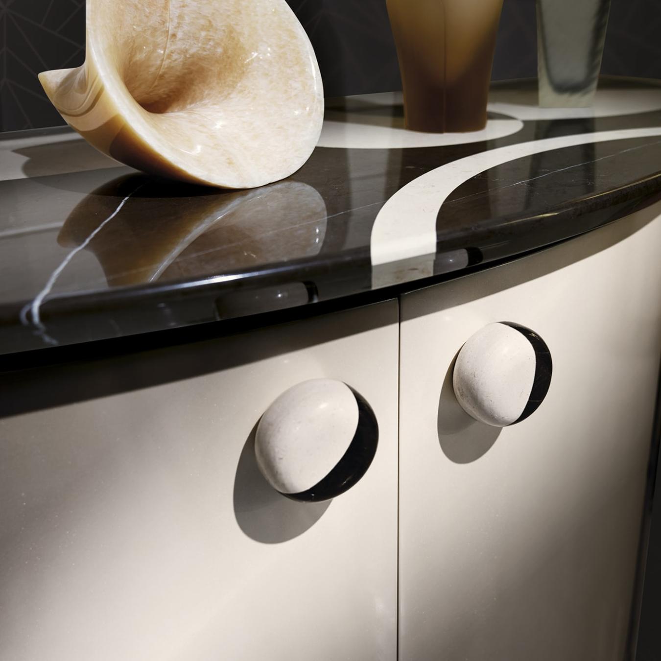 Curved Marble-Top Console with Lacquer Base