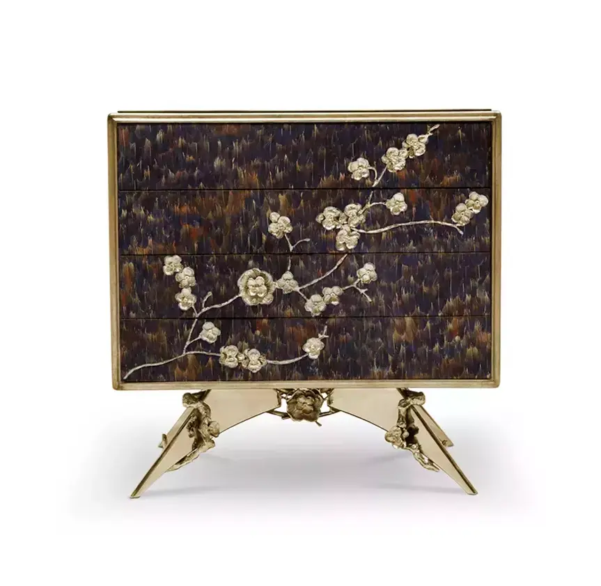 Mirage Purple Feather Bedside Table