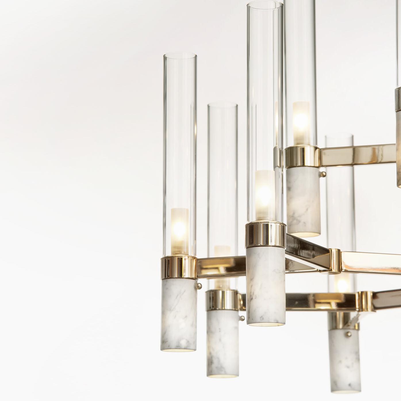 Carrara Marble Chandelier in Gold Finish