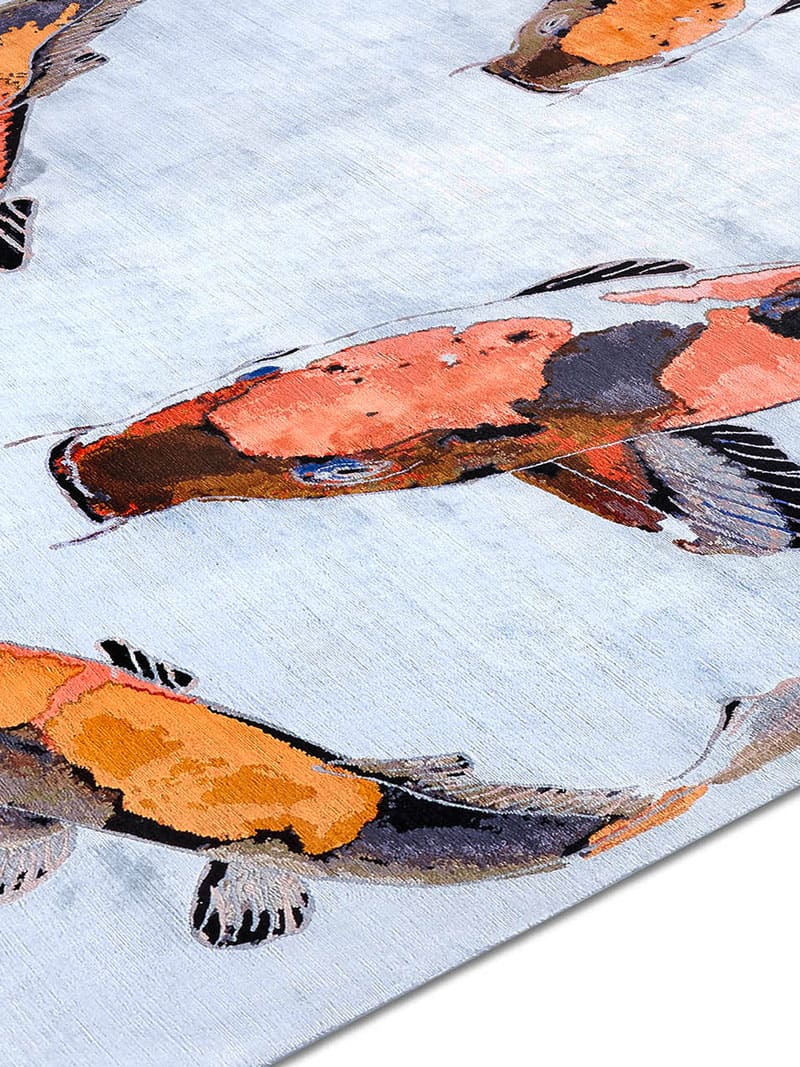 Fish Orange Luxury Hand-Knotted Rug