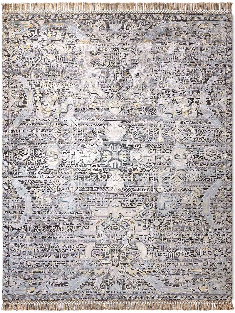 Azerbaijan Silver Luxury Hand-Knotted Rug