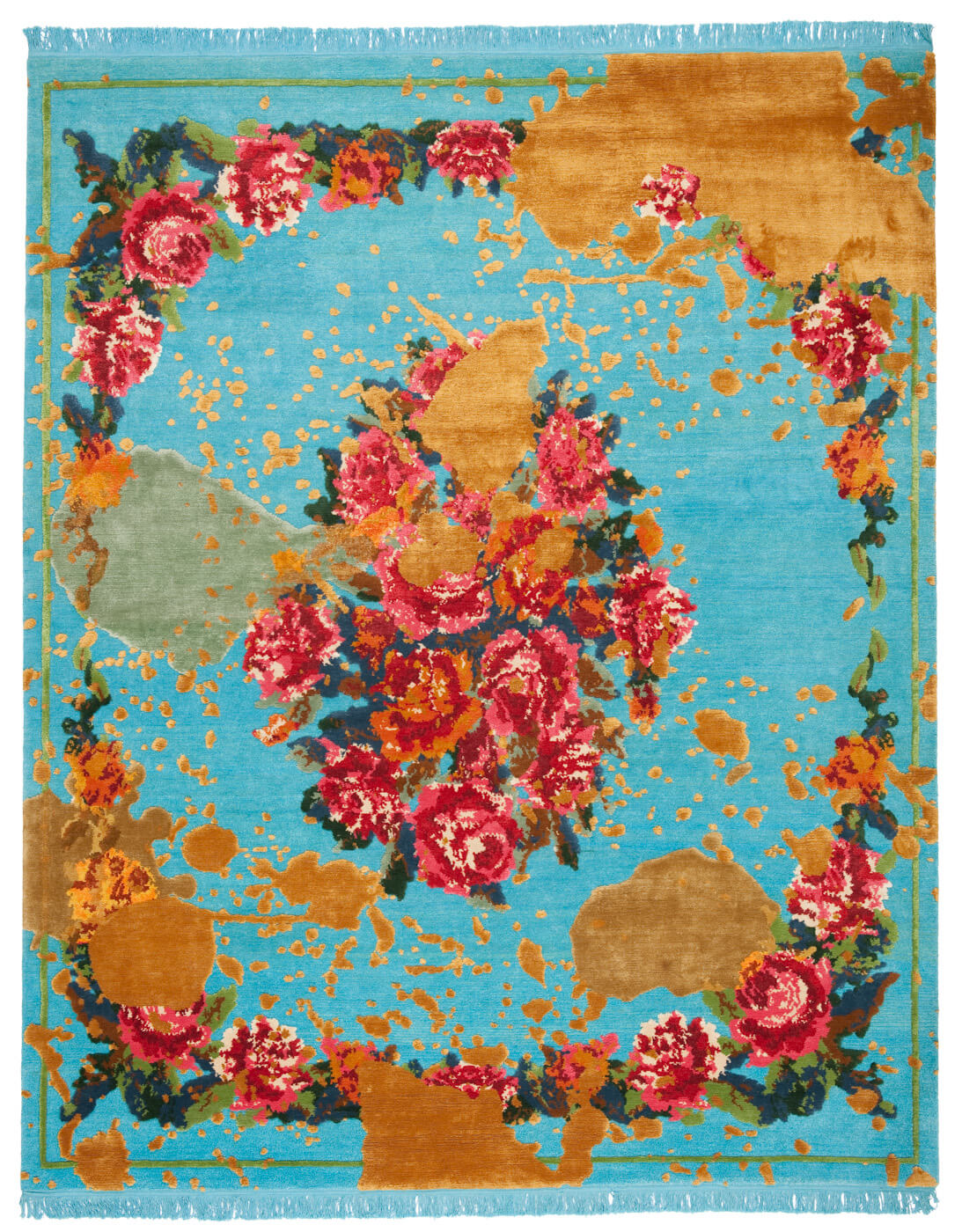 Sofianka Splashed Sibirianblue Gold Rug