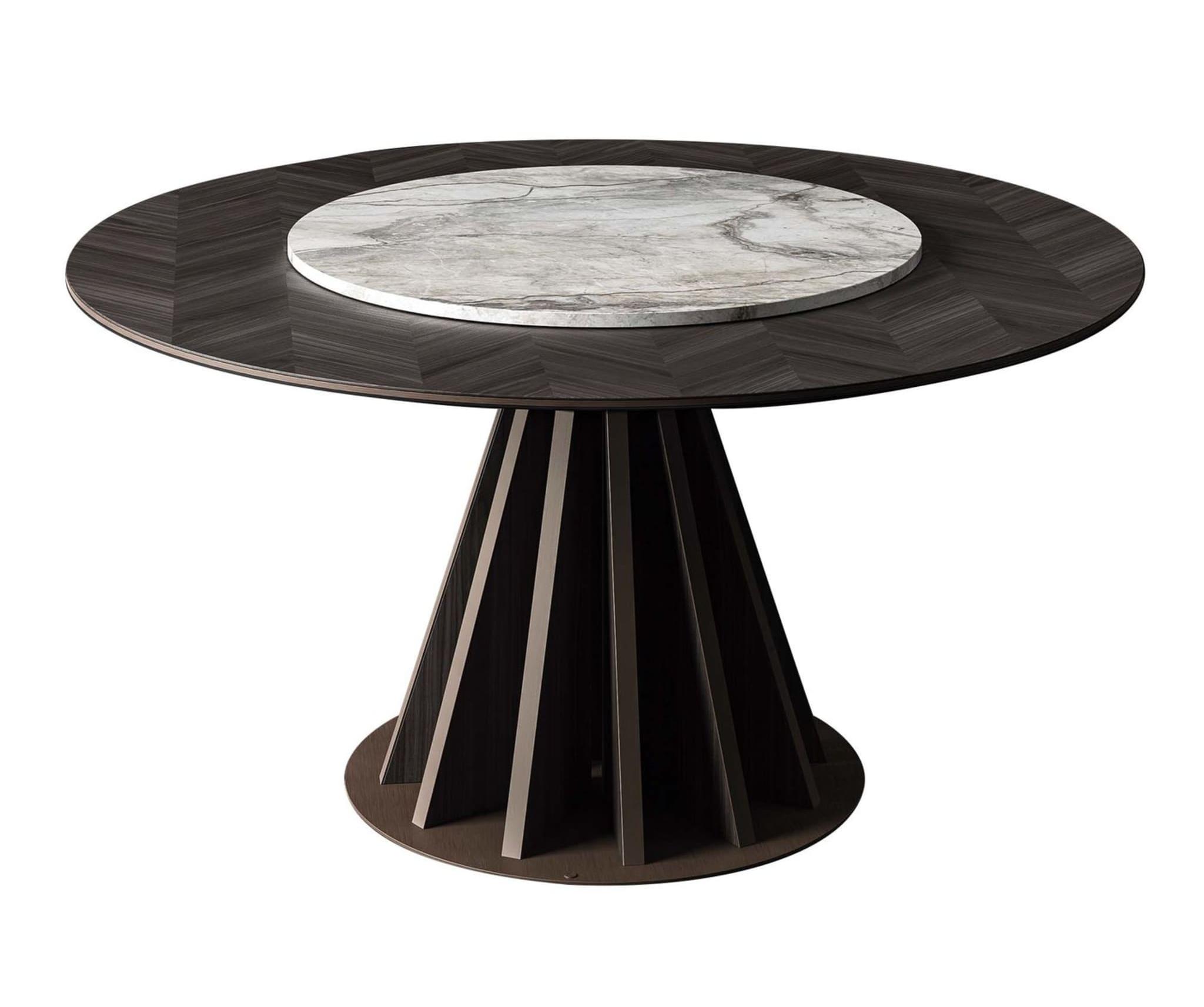 Elegant Marble & Wood Round Dining Table