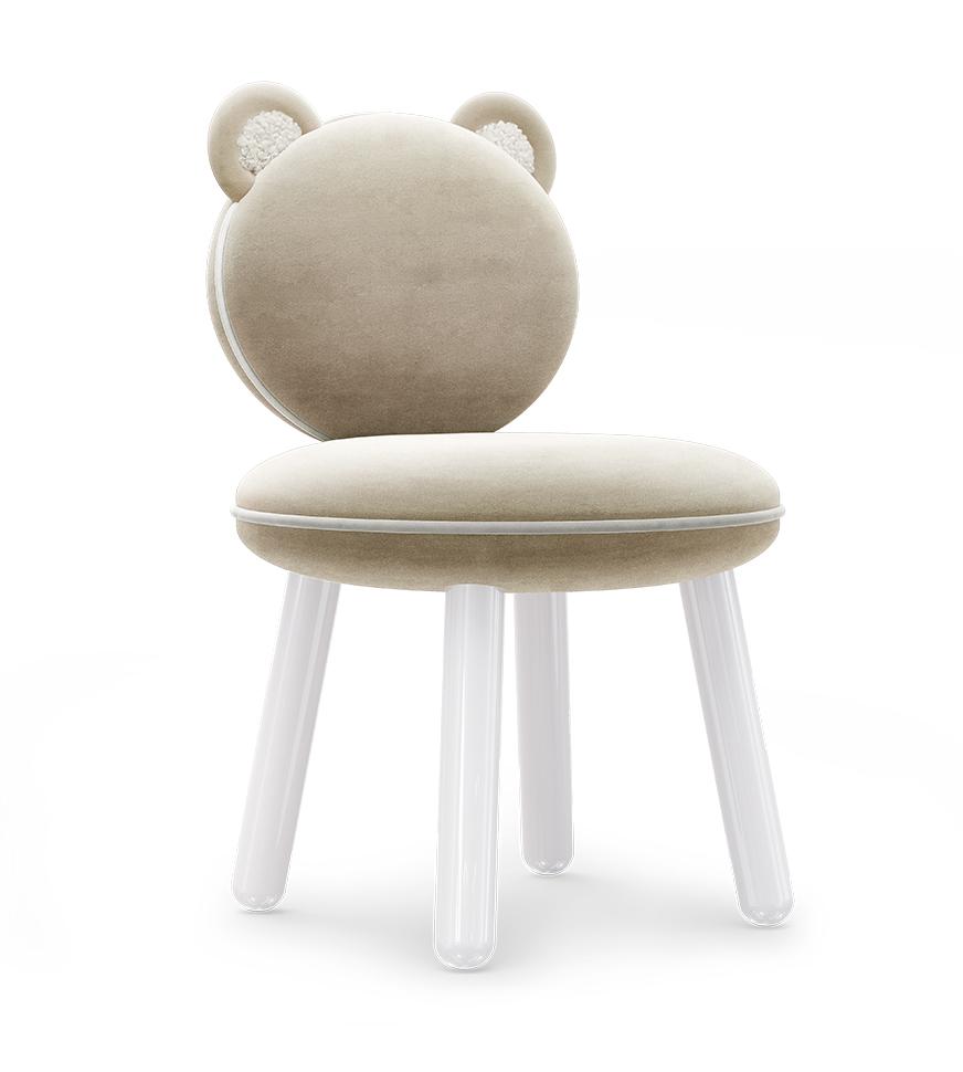 Fluffy Cream Bear Children's Chair