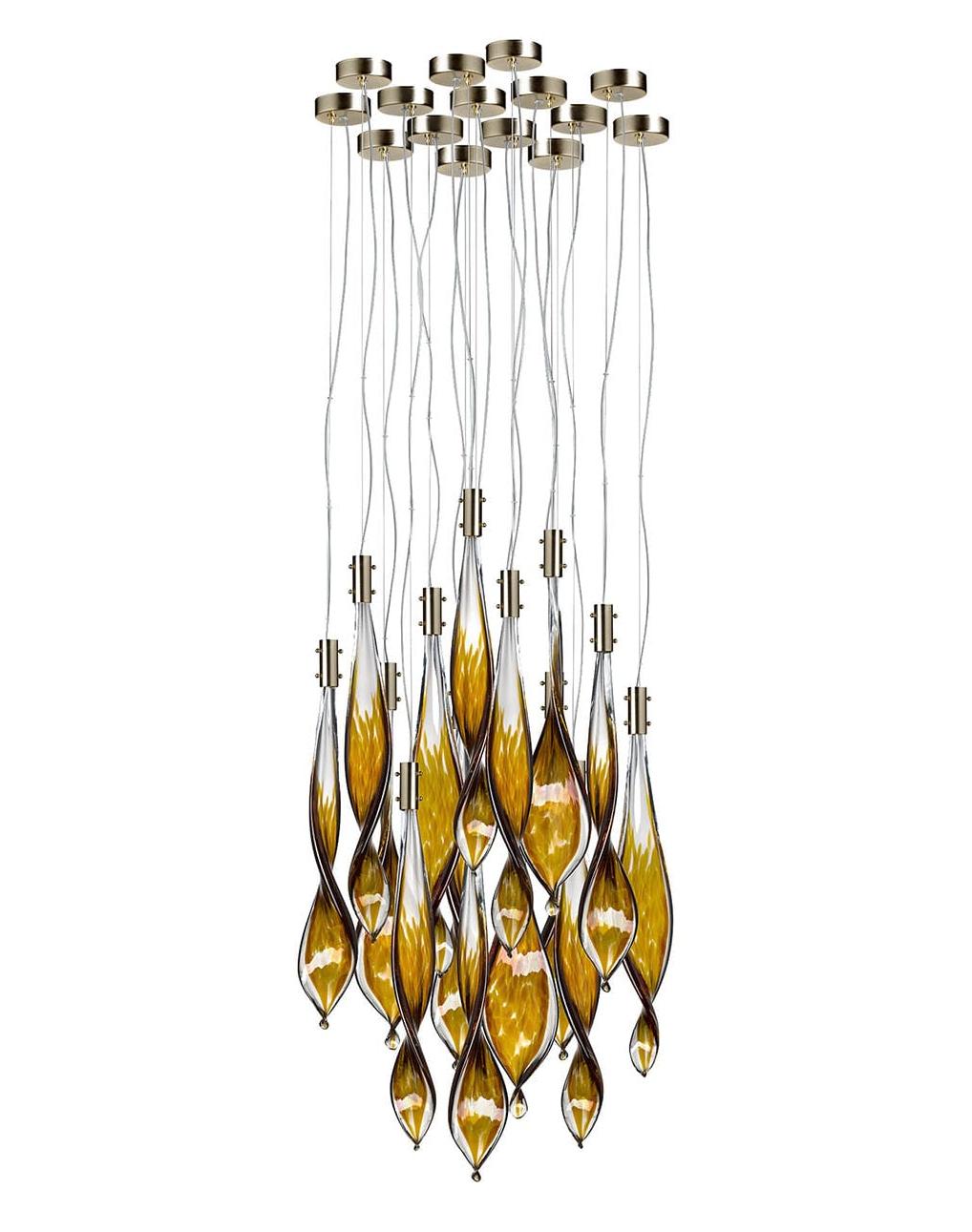 Venetian Glass Leaves 14-Light Pendant