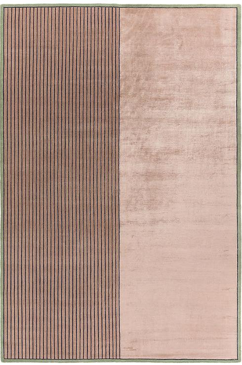 Hand Knotted Striped Wool & Viscose Rug