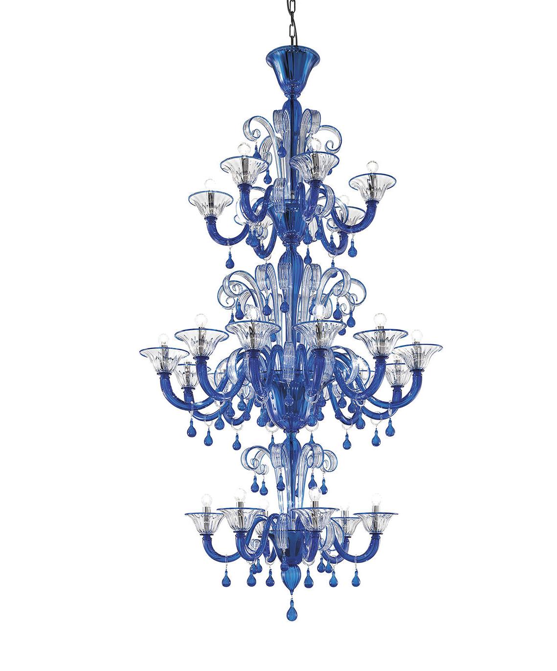 Classic Pale Blue Murano Glass Chandelier