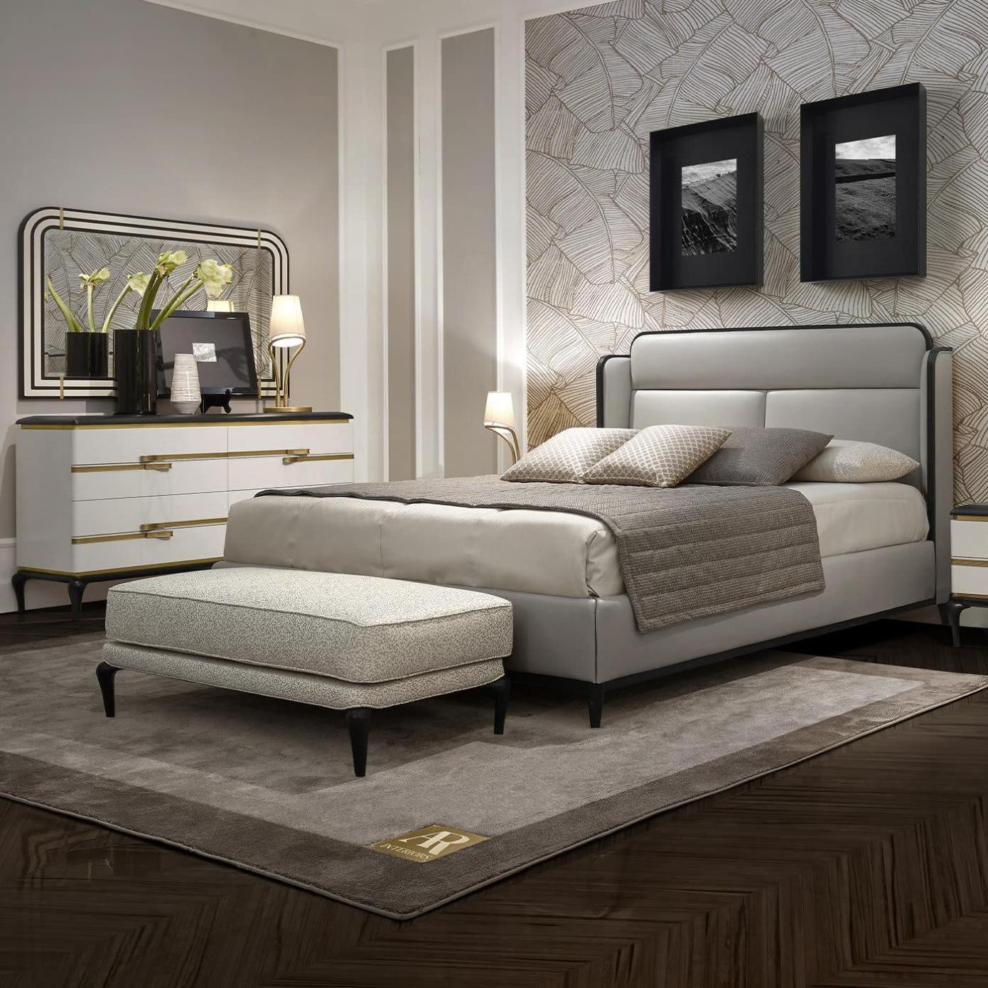 Dilan Italian Beige Luxury Bed | Mattress Size: 200 x 200 cm