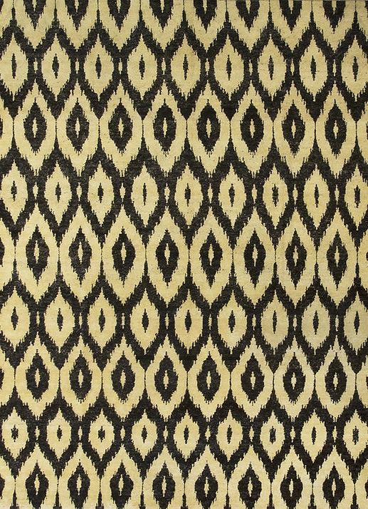 Ikat Hand-Knotted Wool Yellow Rug