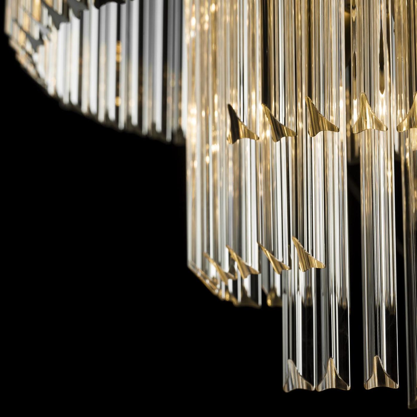 Modern Round Trihedron Glass Chandelier
