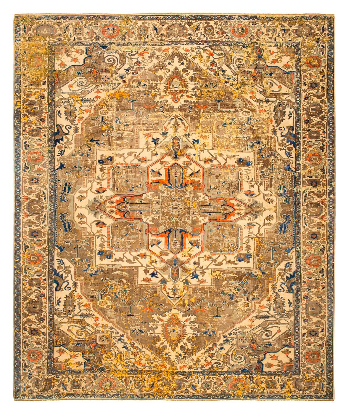 Serapi Westminster Artwork 21 Beige Orange Silk Rug