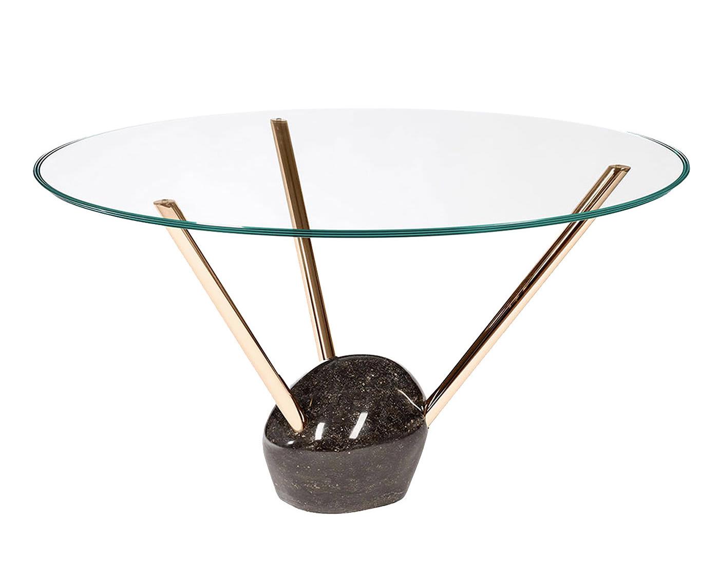 Rays Round Dining Table with Glass Top