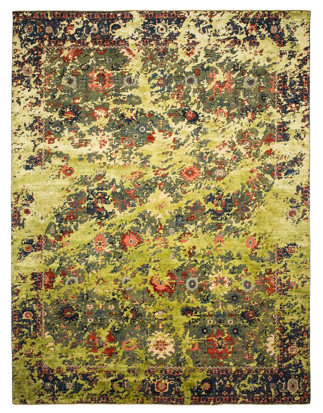 Bidjar Kingscross Double Sky Green Lightgreen Silk Rug | Size: 300 x 400 cm