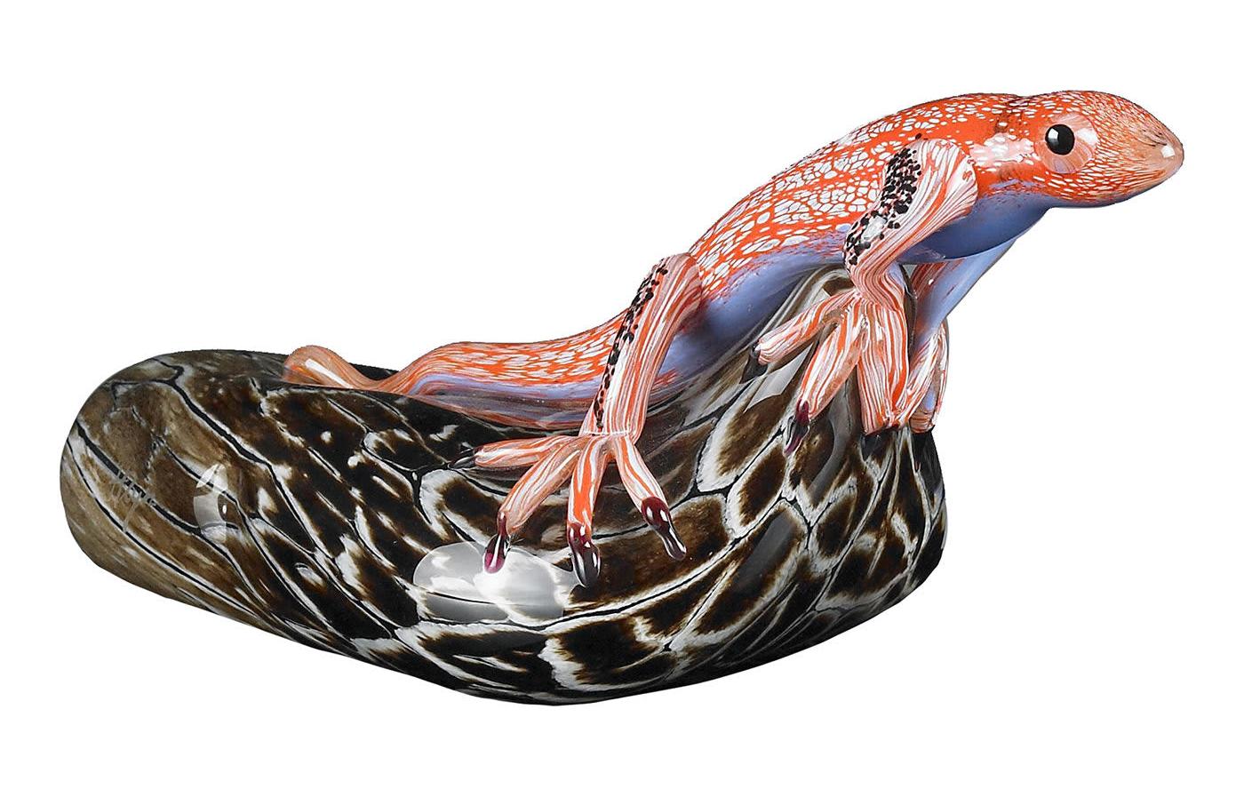 Lizard on Dark Stone Figure