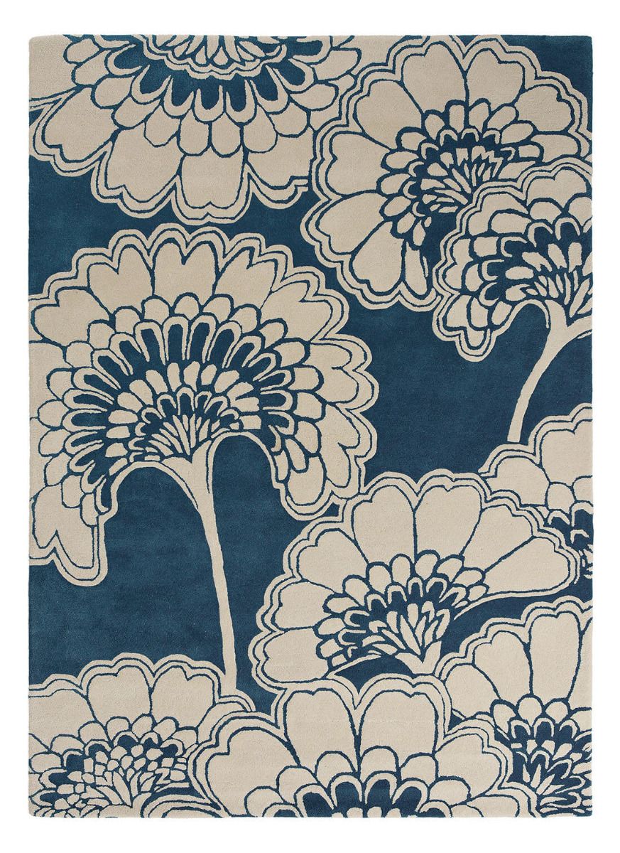 Japanese Floral Midnight 39708 Rug ☞ Size: 120 x 180 cm
