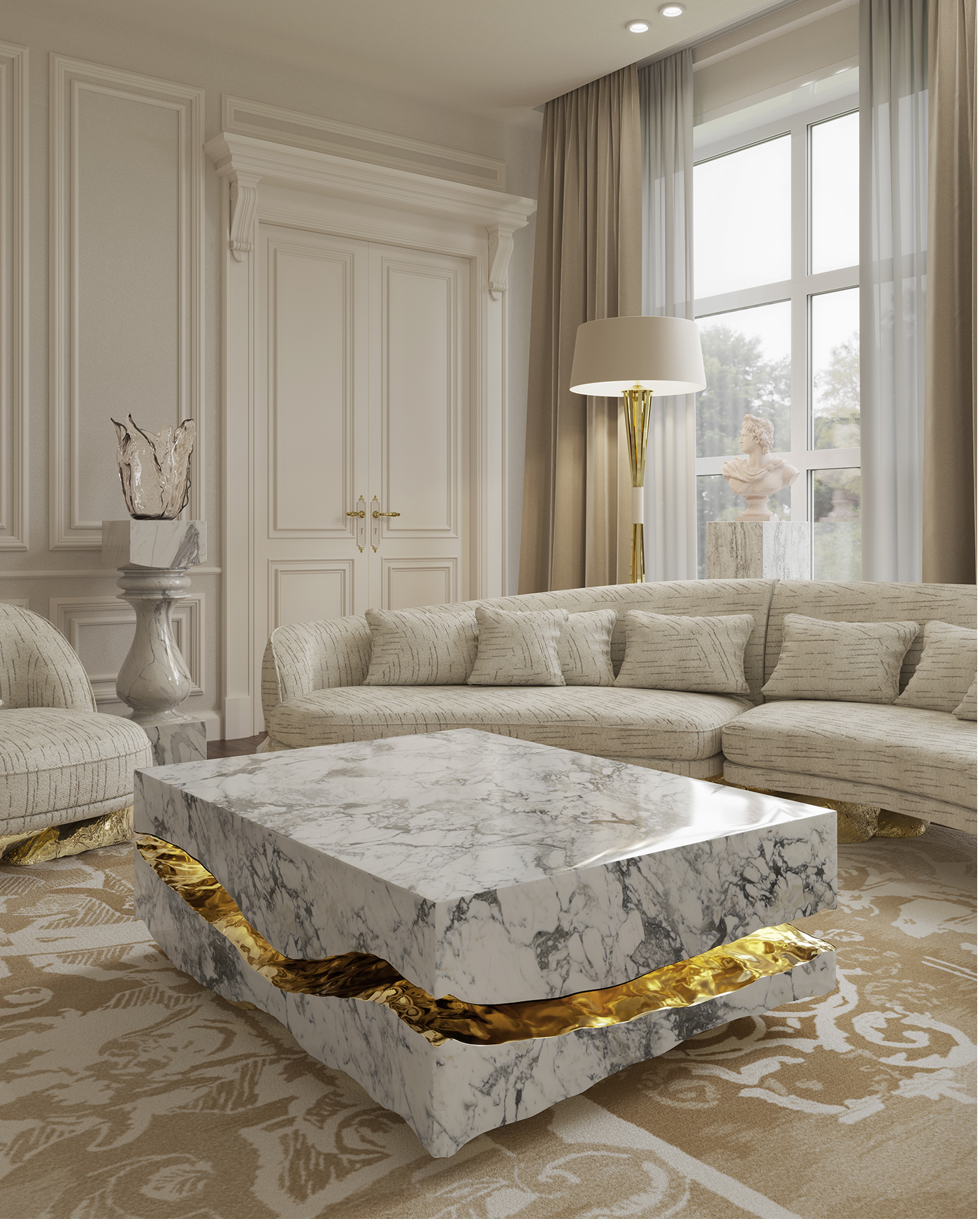 Boulder Carrara Marble Accent Table Boulder Carrara Marble Accent Table