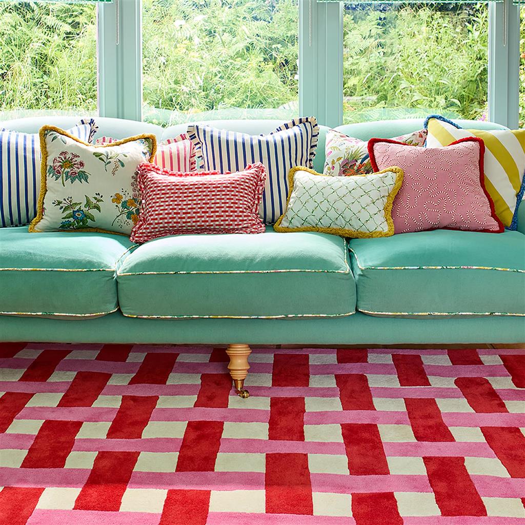 Basket Weave Coral/Rose Rug
