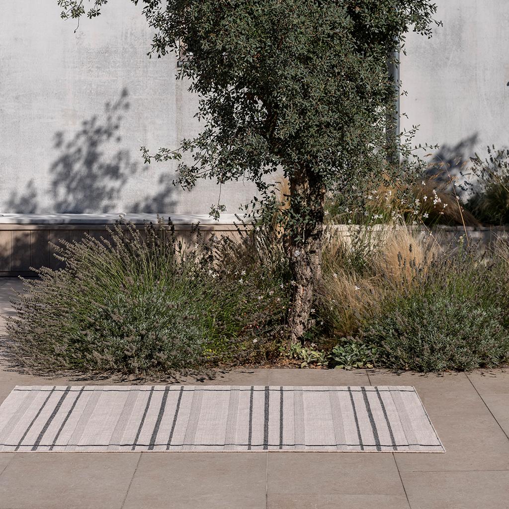 Zona Charcoal Line Outdoor Rug