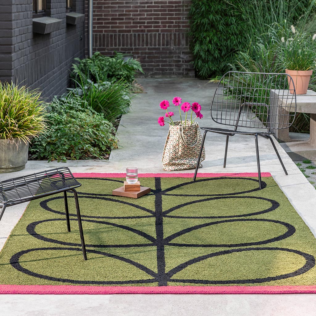 Linear Stem Olive Outdoor Rug