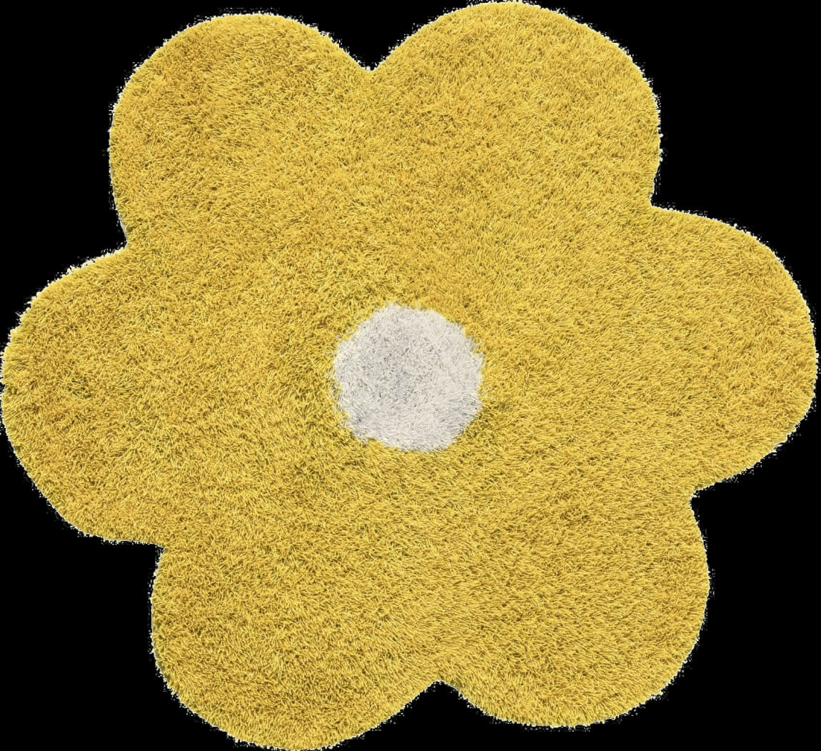 Daisy Yellow And White Kids Rug